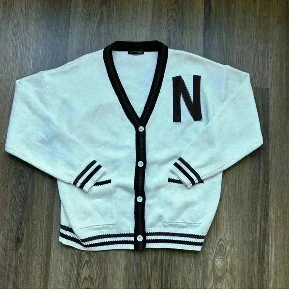 Dazy Womens Varsity Cardigan Sweater Sz S Pockets Grandpa Casual Button Preppy - Picture 1 of 6